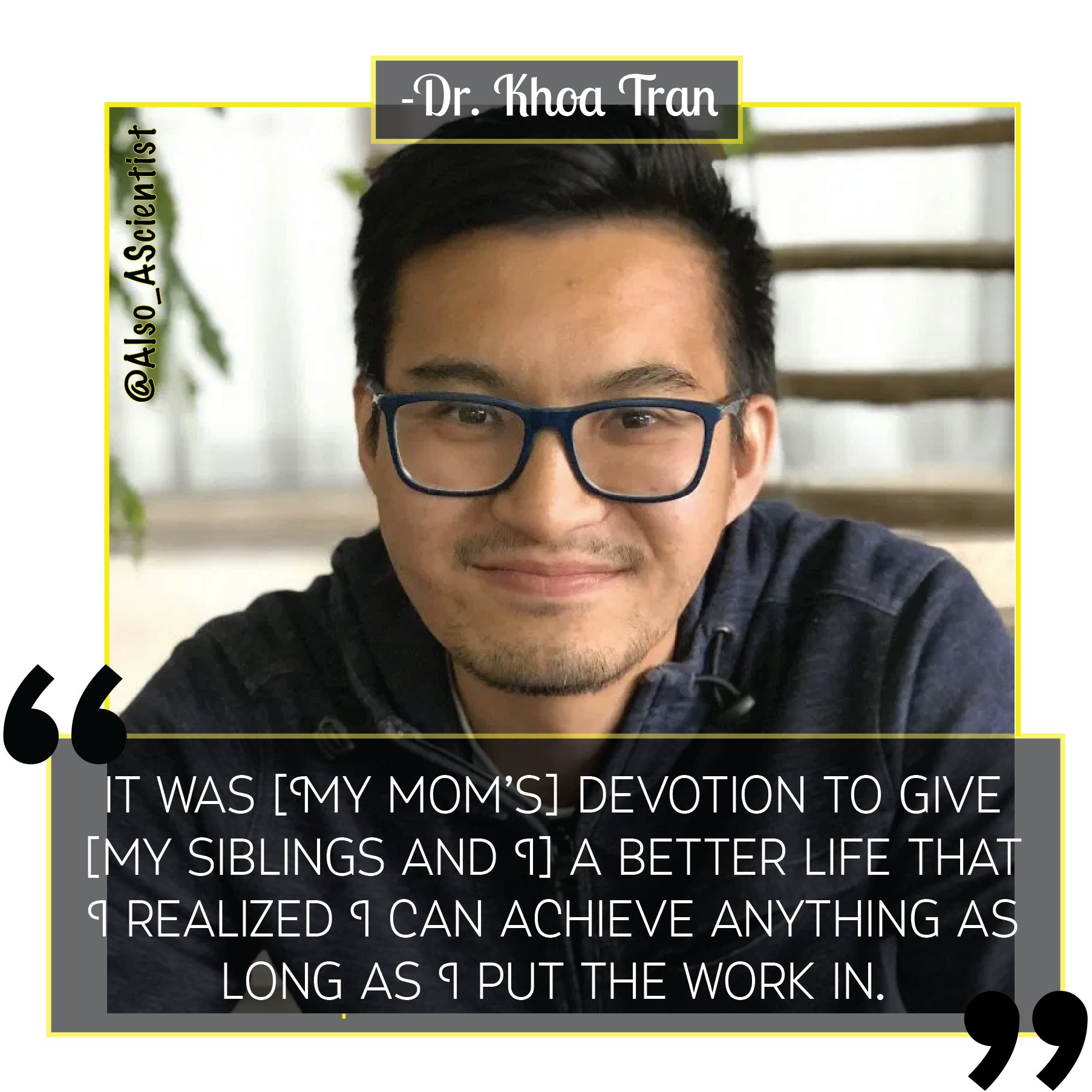 Our very own, Khoa Tran, is featured as today’s Unique Scientist!  Check out his great story below!